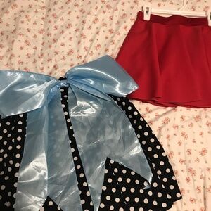 Costume skirts blue polka dot and red simple